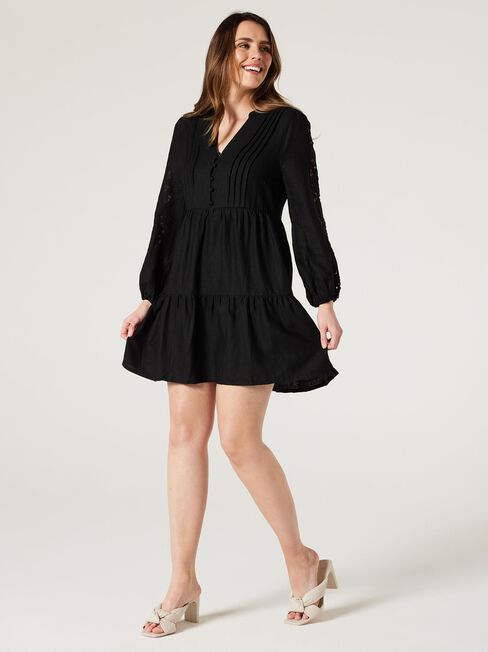 Anya Broderie Dress, Black, hi-res