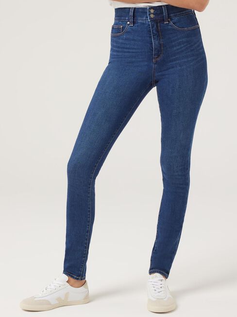 Tummy Trimmer Skinny Jeans, Mid Indigo, hi-res