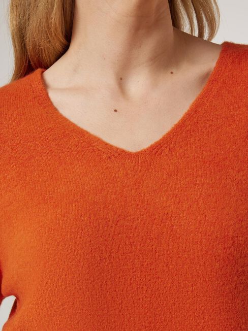 Avery V-Neck Knit, Orange, hi-res