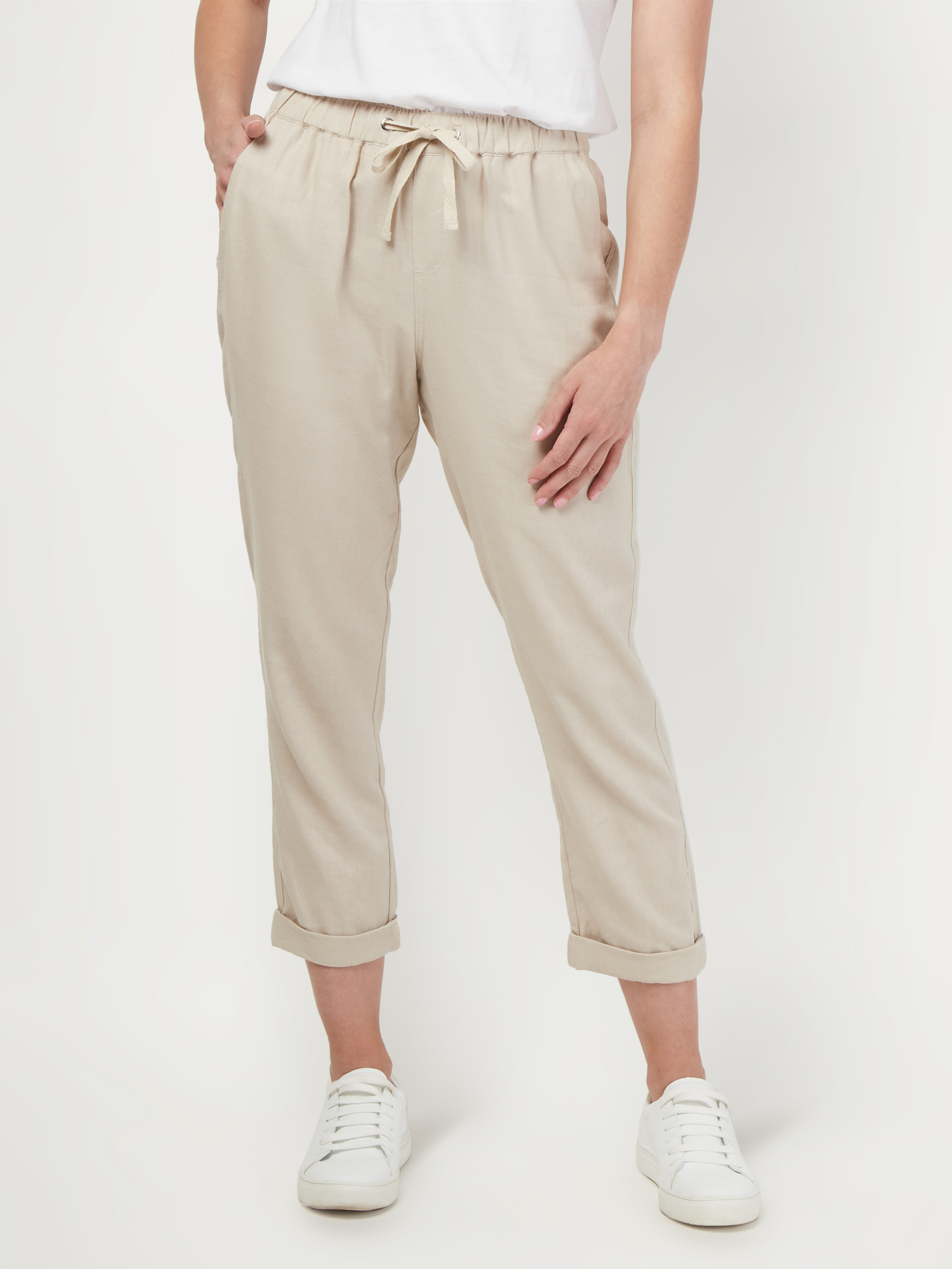 Buy 90s Eddie Bauer Tan/beige Linen Cotton Drawstring Pants Online in India  - Etsy