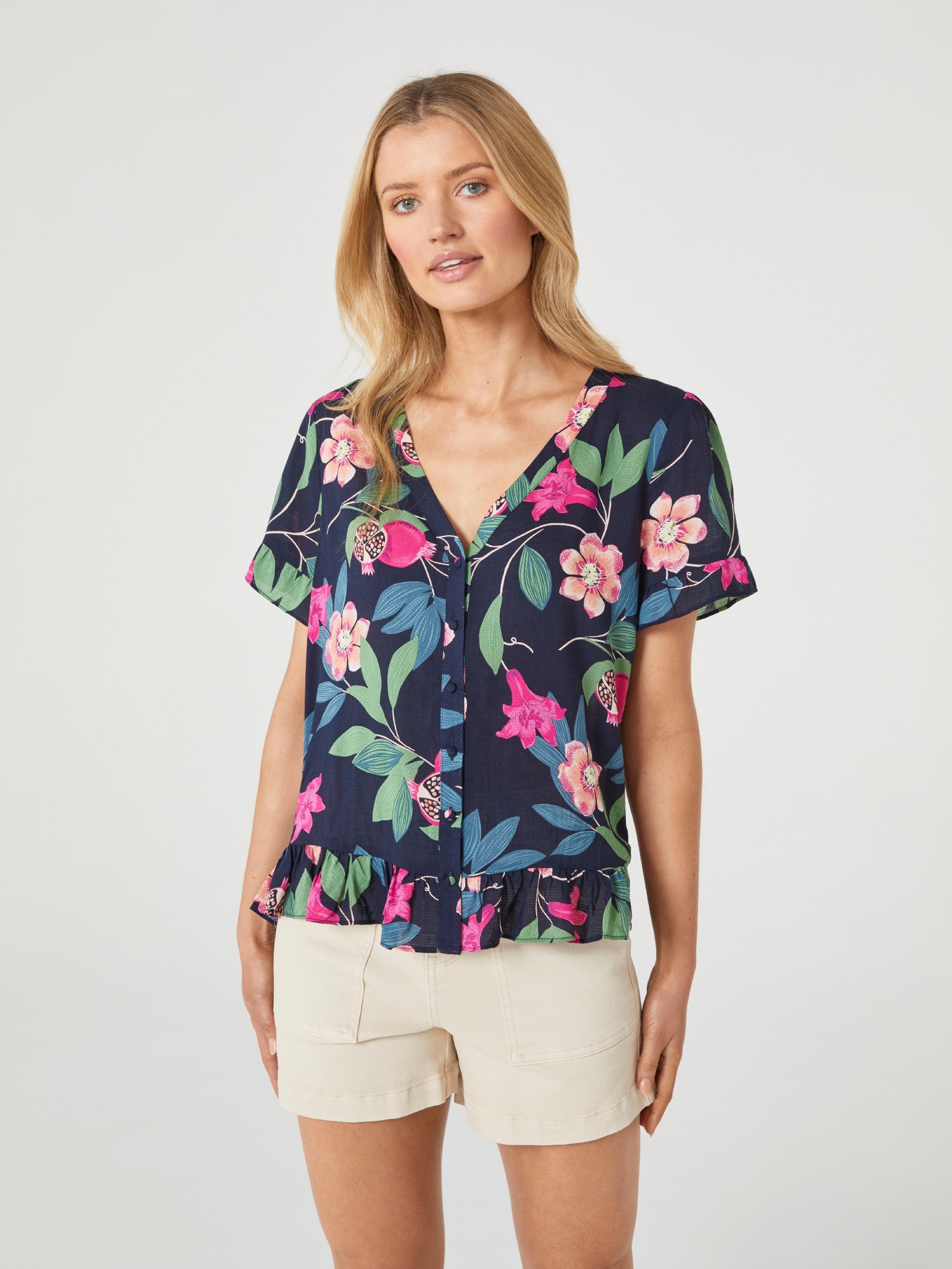 Angela Button Through Top | Jeanswest